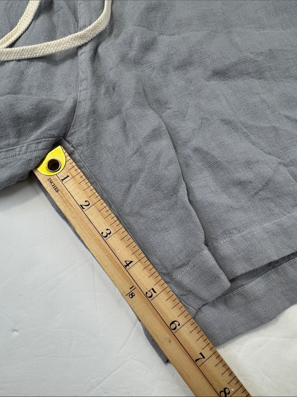 Alex Crane Bo Shorts Men Large Blue 100% Linen Striped Relax Drawstring Pockets - Picture 14 of 15